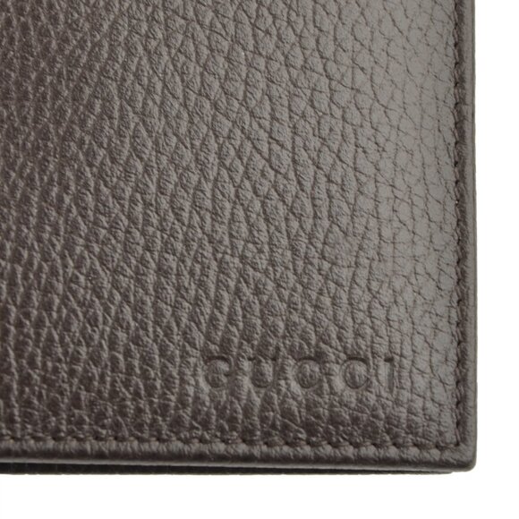 GUCCI WALLET MENS BROWN LEATHER 278596 EMBOSSED LOGO TRADEMARK BIFOLD - Picture 4 of 8